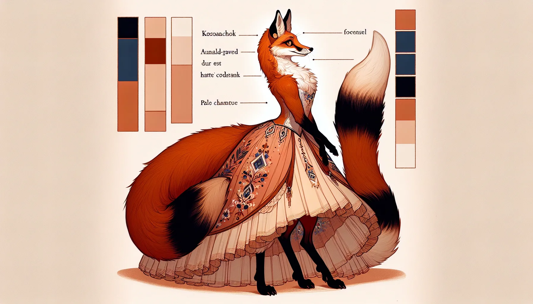 Foxyana in editorial pose bridging folk and ballroom traditions