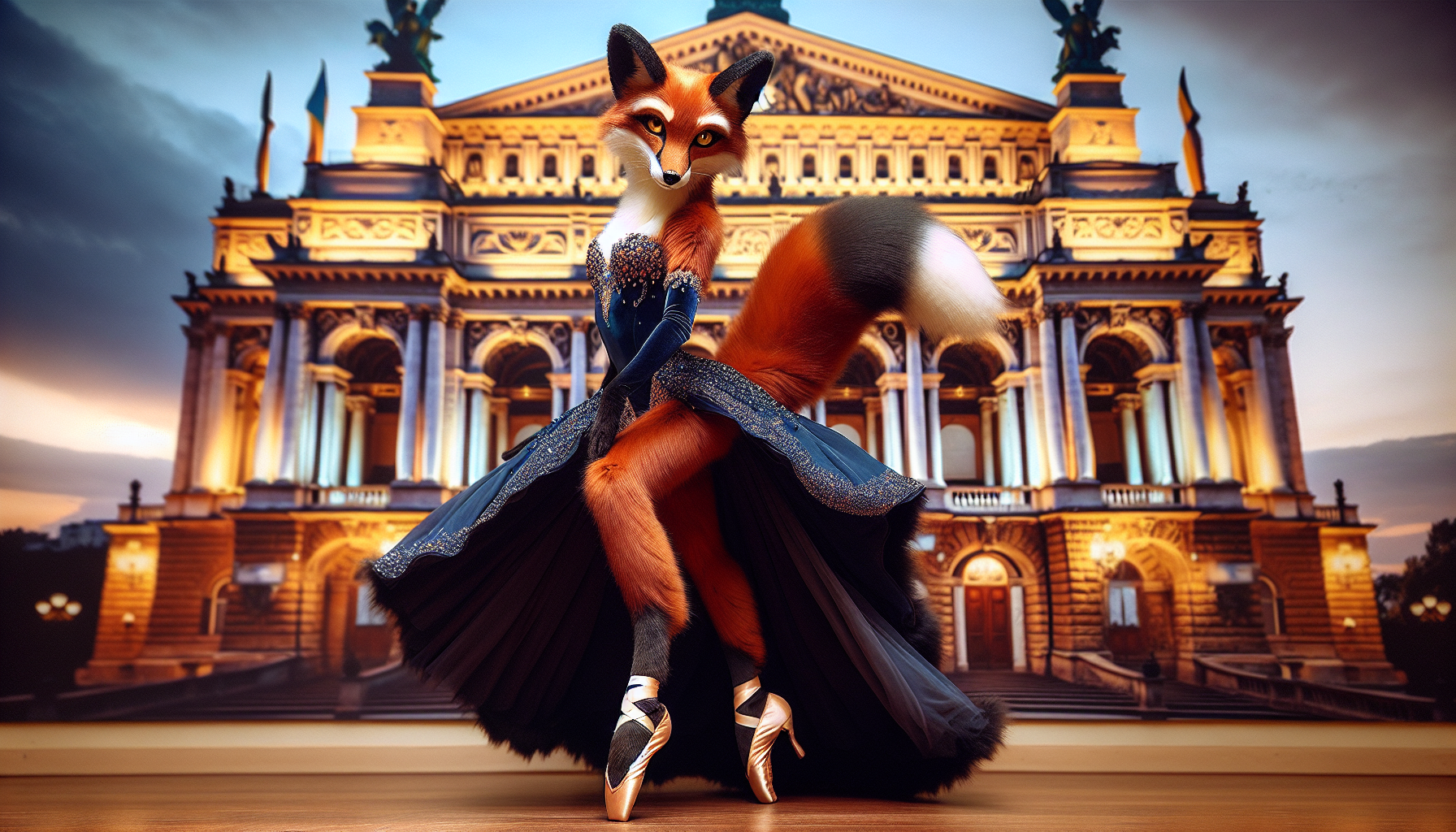 Foxyana arriving at the Lviv National Opera House — composed anticipation