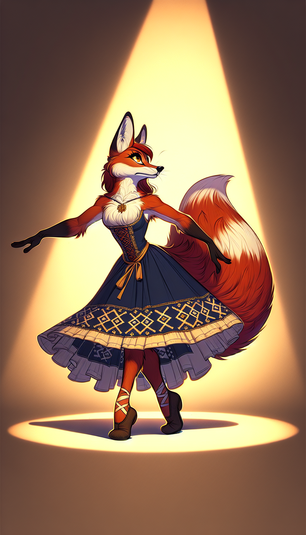 Foxyana at the apex of movement — all four traditions visible in a single frame